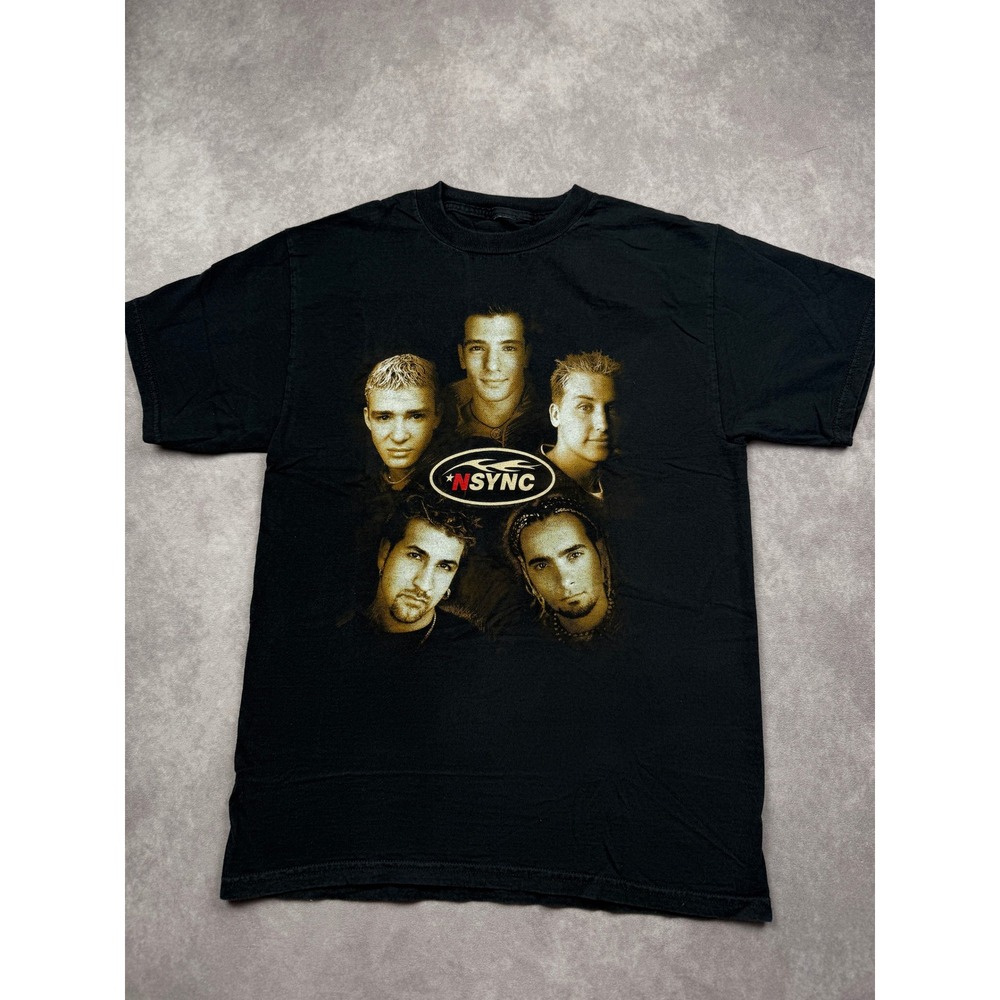 VTG NSYNC 2000s Tour T-Shirt Black Graphic Band Tee Y2K Pop Music Adult M